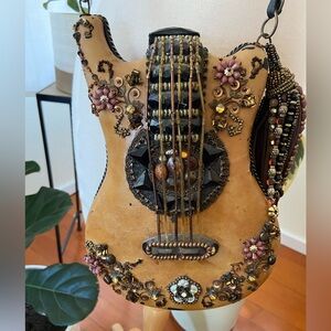 Mary Frances Hall of Fame Beaded CrossBody Guitar Purse